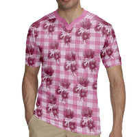 Pink Palaka Hawaii Rugby Jersey Hawaiian Lehua Blossoms