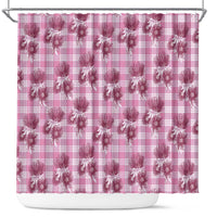 Pink Palaka Hawaii Shower Curtain Hawaiian Lehua Blossoms