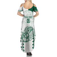Custom Hawaii Football Family Matching Summer Maxi Dress and Hawaiian Shirt Rainbow Warriors Kakau Pattern LT05 - Polynesian Pride