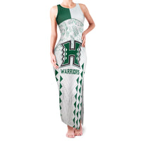 Custom Hawaii Football Family Matching Tank Maxi Dress and Hawaiian Shirt Rainbow Warriors Kakau Pattern LT05 Mom's Dress White - Polynesian Pride