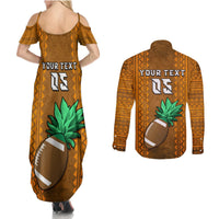 Custom Hawaii Honolulu Football Bowl Couples Matching Summer Maxi Dress and Long Sleeve Button Shirt Simple Style LT05 - Polynesian Pride