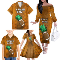 Custom Hawaii Honolulu Football Bowl Family Matching Off Shoulder Long Sleeve Dress and Hawaiian Shirt Simple Style LT05 - Polynesian Pride