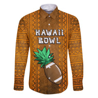Custom Hawaii Honolulu Football Bowl Family Matching Off Shoulder Long Sleeve Dress and Hawaiian Shirt Simple Style LT05 Dad's Shirt - Long Sleeve Brown - Polynesian Pride