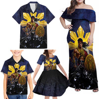 Philippines The First Hero Family Matching Off Shoulder Maxi Dress and Hawaiian Shirt Lapu Lapu Know Your Roots