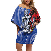 Philippines Lapu-Lapu Family Matching Off Shoulder Short Dress and Hawaiian Shirt Proud Of My King LT05 Mom's Dress Blue - Polynesian Pride