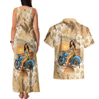 Aloha Hawaii Biker Couples Matching Tank Maxi Dress and Hawaiian Shirt Ride To Paradise