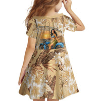 Aloha Hawaii Biker Family Matching Off Shoulder Maxi Dress and Hawaiian Shirt Ride To Paradise