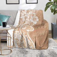 Polynesian Women's Day Blanket Brown Hibiscus Flowers With Polynesian Pattern