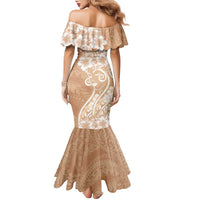 Polynesian Women's Day Family Matching Mermaid Dress and Hawaiian Shirt Brown Hibiscus Flowers With Polynesian Pattern LT05 - Polynesian Pride