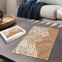 Polynesian Women's Day Puzzle Brown Hibiscus Flowers With Polynesian Pattern