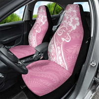 Polynesian Women's Day Car Seat Cover Pink Hibiscus Flowers With Polynesian Pattern
