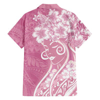 Polynesian Women's Day Family Matching Off Shoulder Maxi Dress and Hawaiian Shirt Pink Hibiscus Flowers With Polynesian Pattern