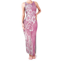 Polynesian Women's Day Family Matching Tank Maxi Dress and Hawaiian Shirt Pink Hibiscus Flowers With Polynesian Pattern LT05 Mom's Dress Pink - Polynesian Pride