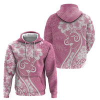 Polynesian Women's Day Hoodie Pink Hibiscus Flowers With Polynesian Pattern