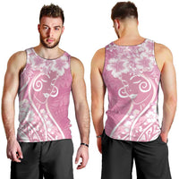 Polynesian Women's Day Men Tank Top Pink Hibiscus Flowers With Polynesian Pattern