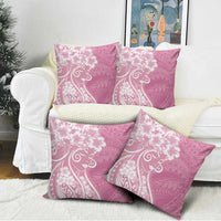 Polynesian Women's Day Pillow Cover Pink Hibiscus Flowers With Polynesian Pattern