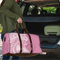 Polynesian Women's Day Travel Bag Pink Hibiscus Flowers With Polynesian Pattern