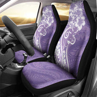 Polynesian Women's Day Car Seat Cover Purple Hibiscus Flowers With Polynesian Pattern