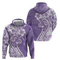 Polynesian Women's Day Hoodie Purple Hibiscus Flowers With Polynesian Pattern