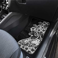 Polynesian Women's Day Car Mats Black Hibiscus Flowers With Polynesian Pattern