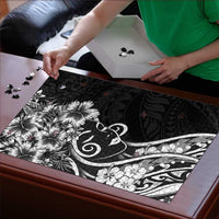 Polynesian Women's Day Puzzle Black Hibiscus Flowers With Polynesian Pattern