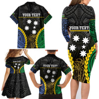 Personalised South Sea Islanders And Gilbert Islands Family Matching Long Sleeve Bodycon Dress and Hawaiian Shirt Kanakas Polynesian Pattern LT05 - Polynesian Pride