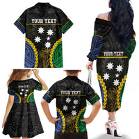 Personalised South Sea Islanders And Gilbert Islands Family Matching Off The Shoulder Long Sleeve Dress and Hawaiian Shirt Kanakas Polynesian Pattern LT05 - Polynesian Pride