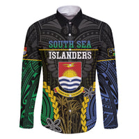 Personalised South Sea Islanders And Gilbert Islands Family Matching Short Sleeve Bodycon Dress and Hawaiian Shirt Kanakas Polynesian Pattern LT05 Dad's Shirt - Long Sleeve Black - Polynesian Pride