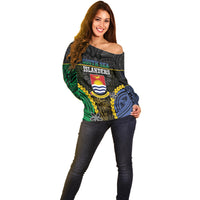 Personalised South Sea Islanders And Gilbert Islands Off Shoulder Sweater Kanakas Polynesian Pattern