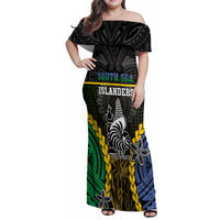 Personalised South Sea Islanders And New Caledonia Family Matching Off Shoulder Maxi Dress and Hawaiian Shirt Kanakas Polynesian Pattern LT05 Mom's Dress Black - Polynesian Pride