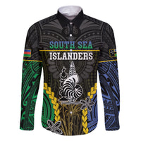 Personalised South Sea Islanders And New Caledonia Family Matching Short Sleeve Bodycon Dress and Hawaiian Shirt Kanakas Polynesian Pattern LT05 Dad's Shirt - Long Sleeve Black - Polynesian Pride