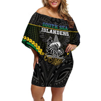 Personalised South Sea Islanders And New Caledonia Off Shoulder Short Dress Kanakas Polynesian Pattern LT05 Women Black - Polynesian Pride