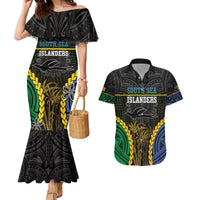 Personalised South Sea Islanders And New Ireland Couples Matching Mermaid Dress and Hawaiian Shirt Kanakas Polynesian Pattern LT05 Black - Polynesian Pride