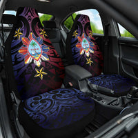 Philippines Guam Car Seat Cover Filipino Sun With Guaman Seal LT05 One Size Blue - Polynesian Pride