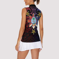 Philippines Guam Women Sleeveless Polo Shirt Filipino Sun With Guaman Seal