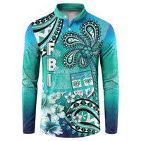 Fiji Born Indian Button Sweatshirt Palm Paisley With Tapa Pattern