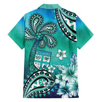 Fiji Born Indian Family Matching Off The Shoulder Long Sleeve Dress and Hawaiian Shirt Palm Paisley With Tapa Pattern LT05 - Polynesian Pride