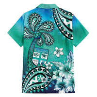 Fiji Born Indian Family Matching Off Shoulder Maxi Dress and Hawaiian Shirt Palm Paisley With Tapa Pattern