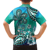 Fiji Born Indian Family Matching Short Sleeve Bodycon Dress and Hawaiian Shirt Palm Paisley With Tapa Pattern LT05 - Polynesian Pride