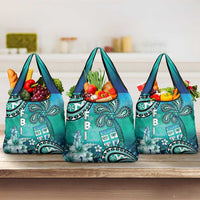 Fiji Born Indian Grocery Bag Palm Paisley With Tapa Pattern