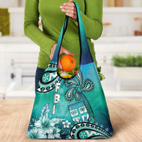 Fiji Born Indian Grocery Bag Palm Paisley With Tapa Pattern