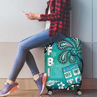 Fiji Born Indian Luggage Cover Palm Paisley With Tapa Pattern