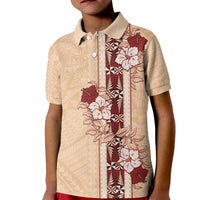 Tonga Language Week Kid Polo Shirt Hibiscus Tongan Ngatu Pattern