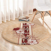 Tonga Language Week Round Carpet Hibiscus Tongan Ngatu Pattern