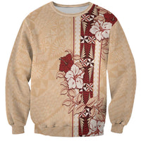 Tonga Language Week Sweatshirt Hibiscus Tongan Ngatu Pattern
