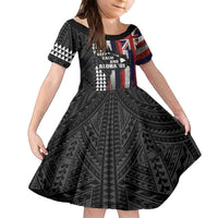 Hawaii 1959 Statehood Day Family Matching Off The Shoulder Long Sleeve Dress and Hawaiian Shirt Classic Style LT05 Daughter's Dress Black - Polynesian Pride