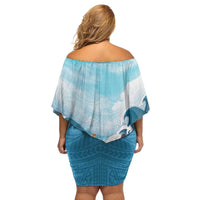 Hawaii Outrigger Canoe Race Family Matching Off Shoulder Short Dress and Hawaiian Shirt Polynesian Style Watercolor Style LT05 - Polynesian Pride