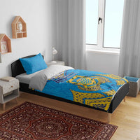 Tuvalu Independence Day Bedding Set Coat Of Arms With Polynesian Dolphin Tattoo