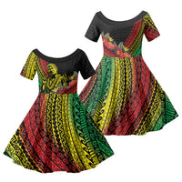 Retro Hawaiian Singer Family Matching Mermaid Dress and Hawaiian Shirt Polynesian Style Tropical Flowers LT05 Daughter's Dress Black - Polynesian Pride