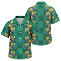 Hawaii Waikiki King Family Matching Short Sleeve Bodycon Dress and Hawaiian Shirt Green Quilt With Pua Manu LT05 Son's Shirt Green - Polynesian Pride